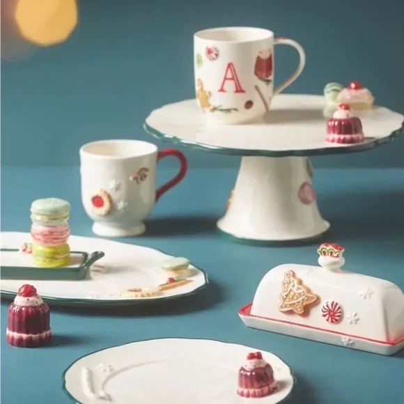 NWT Anthropologie HOLIFAYE STONEWARE MONOGRAM MUG Christmas N - Picture 2 of 3